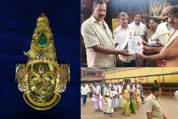 ಕೊಲ್ಲೂರು ಮೂಕಾಂಬಿಕೆಗೆ 1 ಕೆ.ಜಿ. ನವರತ್ನ ಚಿನ್ನದ ಮುಖವಾಡ ಸಮರ್ಪಣೆ